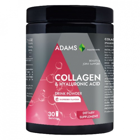 Proteine, Accesorii - Collagen & Acid Hialuronic (pulbere instant, aroma zmeură), 600g
