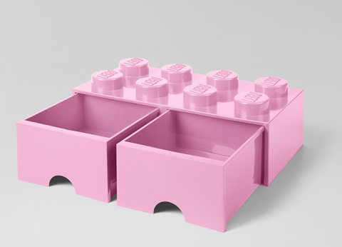 Cutie depozitare LEGO 2x4 cu sertare, roz [1]