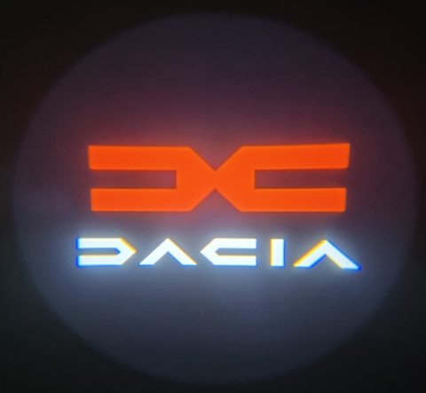 Lampi auto - Set 2 lampi proiectoare logo DACIA cu lumina LED