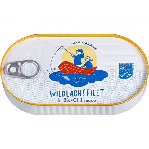 Produse BIO - File de somon salbatic in sos bio de rosii cu chili