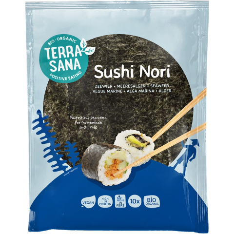 Mancare asiatica bio - Foi bio de alge Sushi Nori, vegane, 10 bucati
