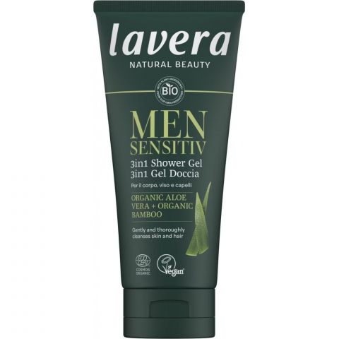 Produse ingrijire barbati - Gel de dus  sensitiv 3 in 1 cu aloe vera bio si bambus bio, pentru barbati