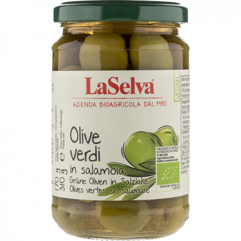 Masline bio - Masline verzi bio cu samburi in saramura