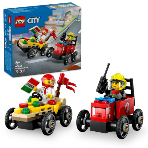 LEGO City - Pachet de curse Furgoneta de pizza vs. camion de pompieri