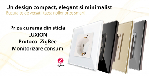 Priza Inteligenta cu Protocol Zigbee si Monitorizare Consum cu Rama Din Sticla LUXION [4]