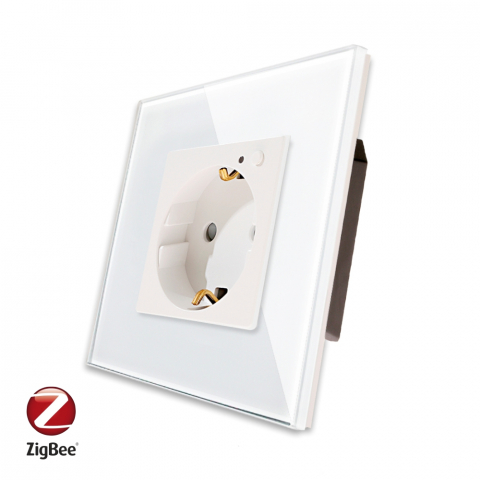 Smart Home, Electrice, Iluminat - Priza Inteligenta cu Protocol Zigbee si Monitorizare Consum cu Rama Din Sticla LUXION