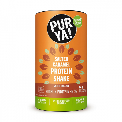 Produse BIO - Pudra proteica vegetala cu caramel sarat si guarana