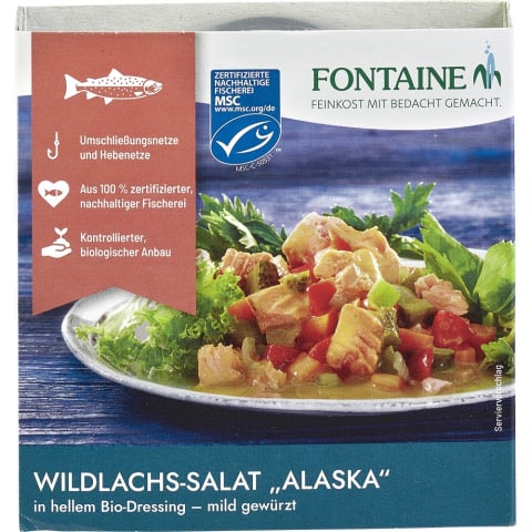 Conserve de peste bio - Salata de somon salbatic Alaska in dressing bio usor condimentat