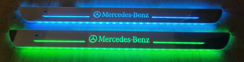 Set 2 protectii magnetice iluminateLED pentru pragul masinii cu logo Mercedes [1]