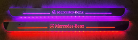 Set 2 protectii magnetice iluminateLED pentru pragul masinii cu logo Mercedes [7]