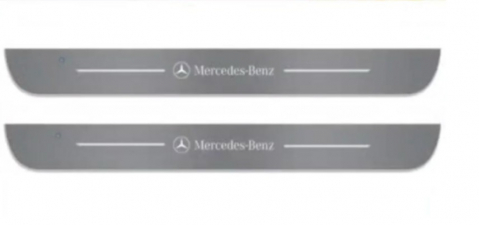 Set 2 protectii magnetice iluminateLED pentru pragul masinii cu logo Mercedes [5]