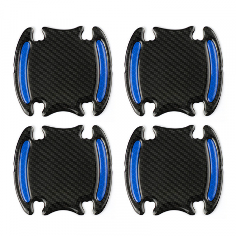Set 4 buc autocolant protectie zgarieturi maner usa masina, reflectorizant, fibra de carbon, Albastru [1]