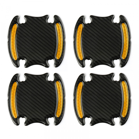Set 4 buc autocolant protectie zgarieturi maner usa masina, reflectorizant, fibra de carbon, Galben [2]