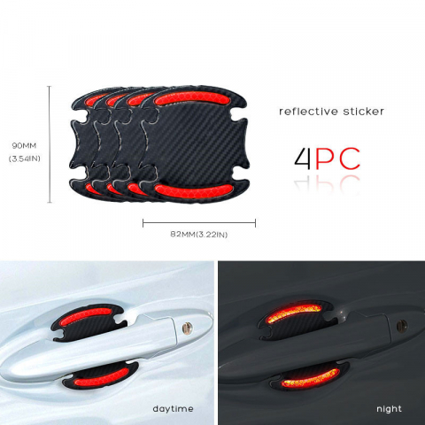Autocolante protectie - Set 4 buc autocolant protectie zgarieturi maner usa masina, reflectorizant, fibra de carbon