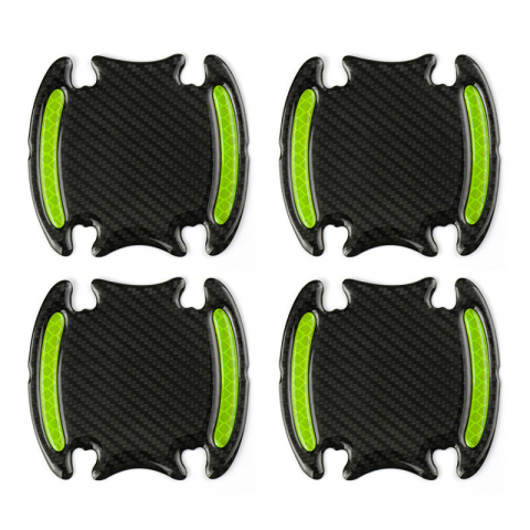 Set 4 buc autocolant protectie zgarieturi maner usa masina, reflectorizant, fibra de carbon, Verde [2]
