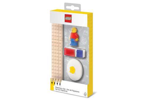 Import - Set LEGO cu o minifigurina, 4 creioane, 1 topper, 1 ascutitoare,