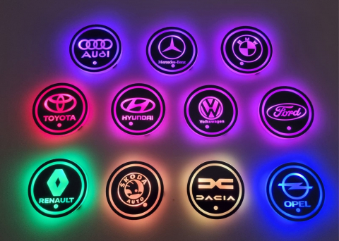 Suport auto pentru pahare cu lumina inteligenta LED cu logo DACIA [6]
