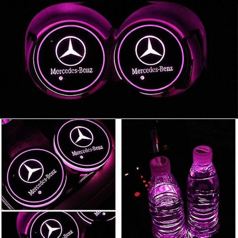 Suport auto pentru pahare cu lumina inteligenta LED cu logo Mercedes [3]