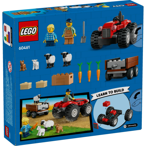 Tractor de ferma rosu cu remorca si oi [2]