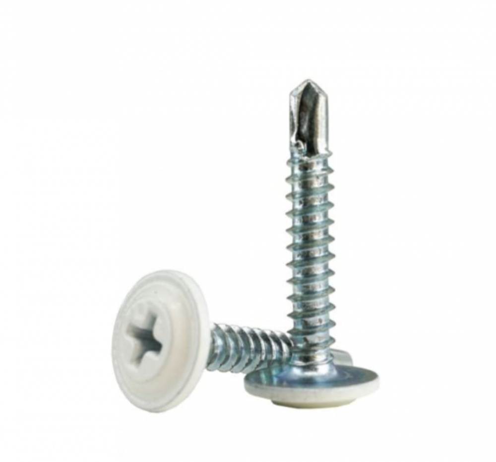 Surub autoforant cap plat si saiba 4.2x16mm alb - 1000buc/cutie [1]