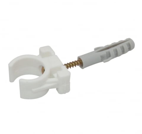 Accesorii scule de mana - Clema Plastic Fixare Tevi cu Diblu si Holsurub