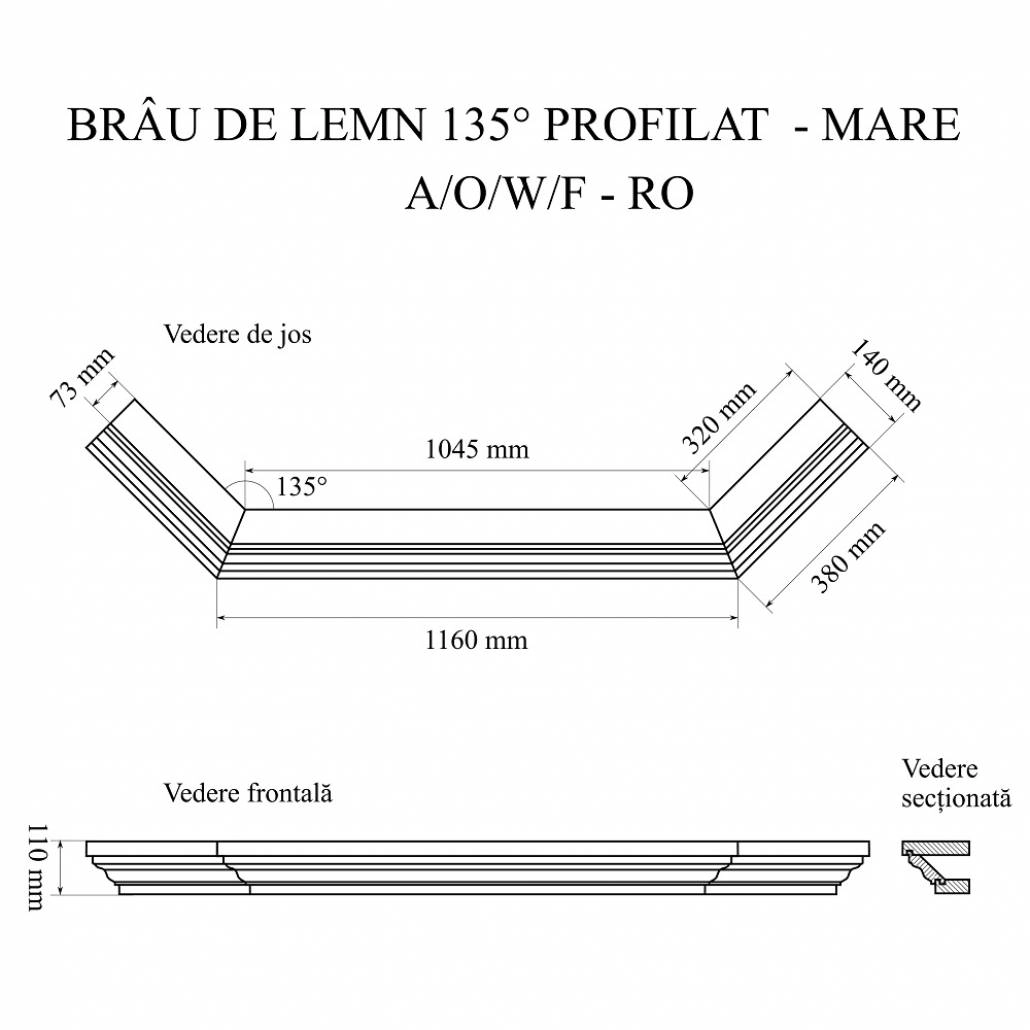 BRAU LEMN 135° COLT PROFILAT - MARE+ 105x32cm [4]