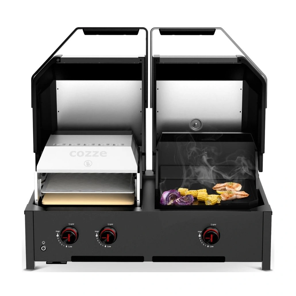 Bucatarie exterioara Cozze cu Quattro 900, cuptor pizza si chiuveta - 310 x 60 cm [7]