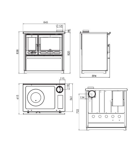 Soba cu plita Glas 850 Crem, din fonta [3]