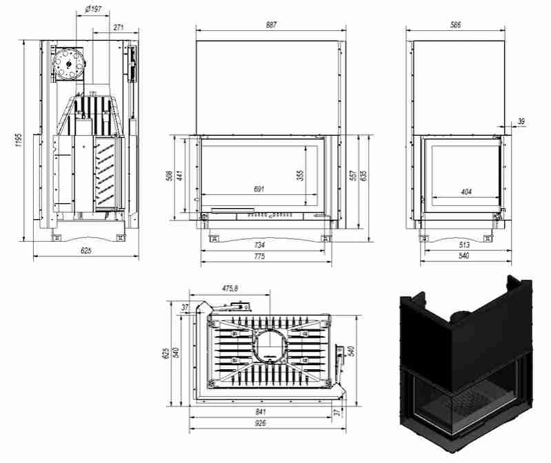 Focar fonta OH180 Sticla Stanga Deschidere vericala 16-23kW [7]