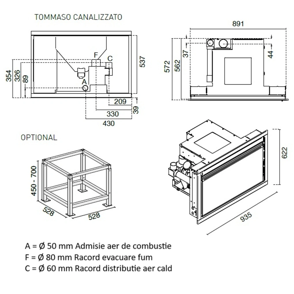 Focar peleti TOMMASO 3.1-9.5 kW - cu 2 ventilatoare si distributie de aer [5]