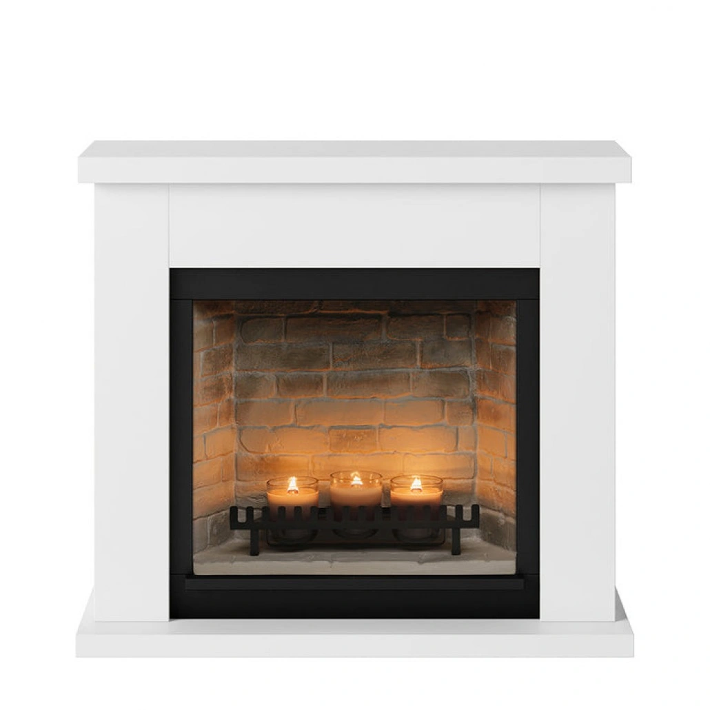 Frode Pure White Semineu cu lumanari ZenFlame [2]