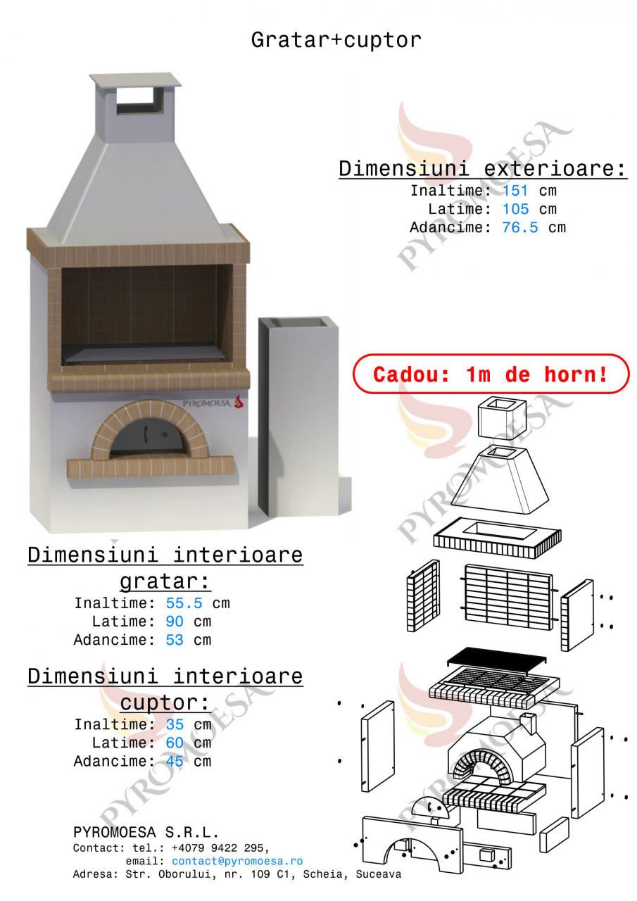 Gratar de gradina cu cuptor – 105 cm [3]