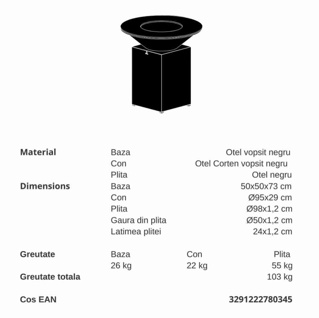 Gratar OFYR Negru 100 cu vatra de gatit pe lemne [4]
