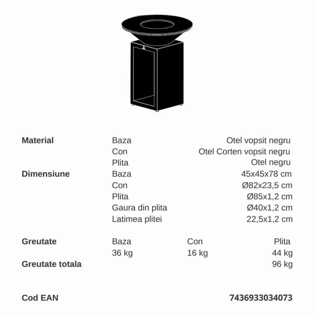 Gratar OFYR Negru 85 SD cu vatra de gatit pe lemne [4]