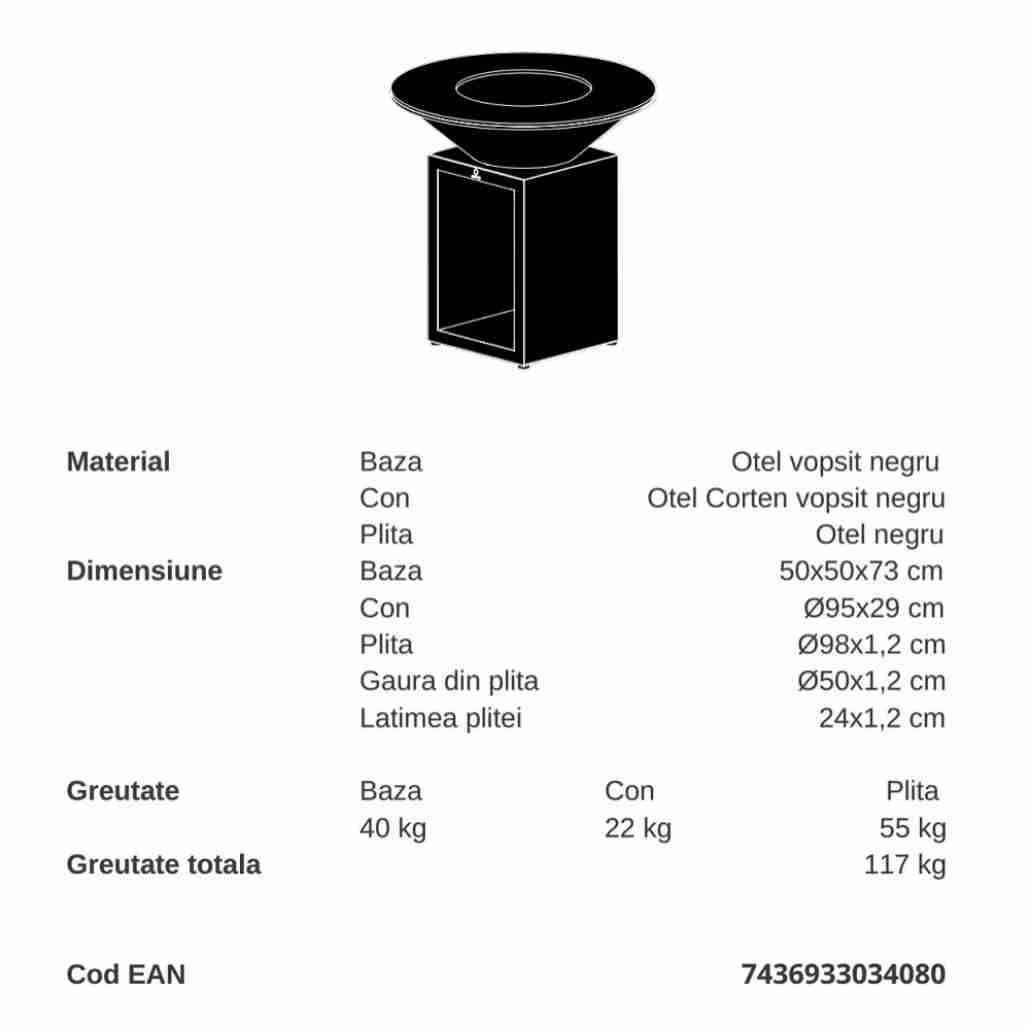 Gratar OFYR Negru 100 SD cu vatra de gatit pe lemne [4]
