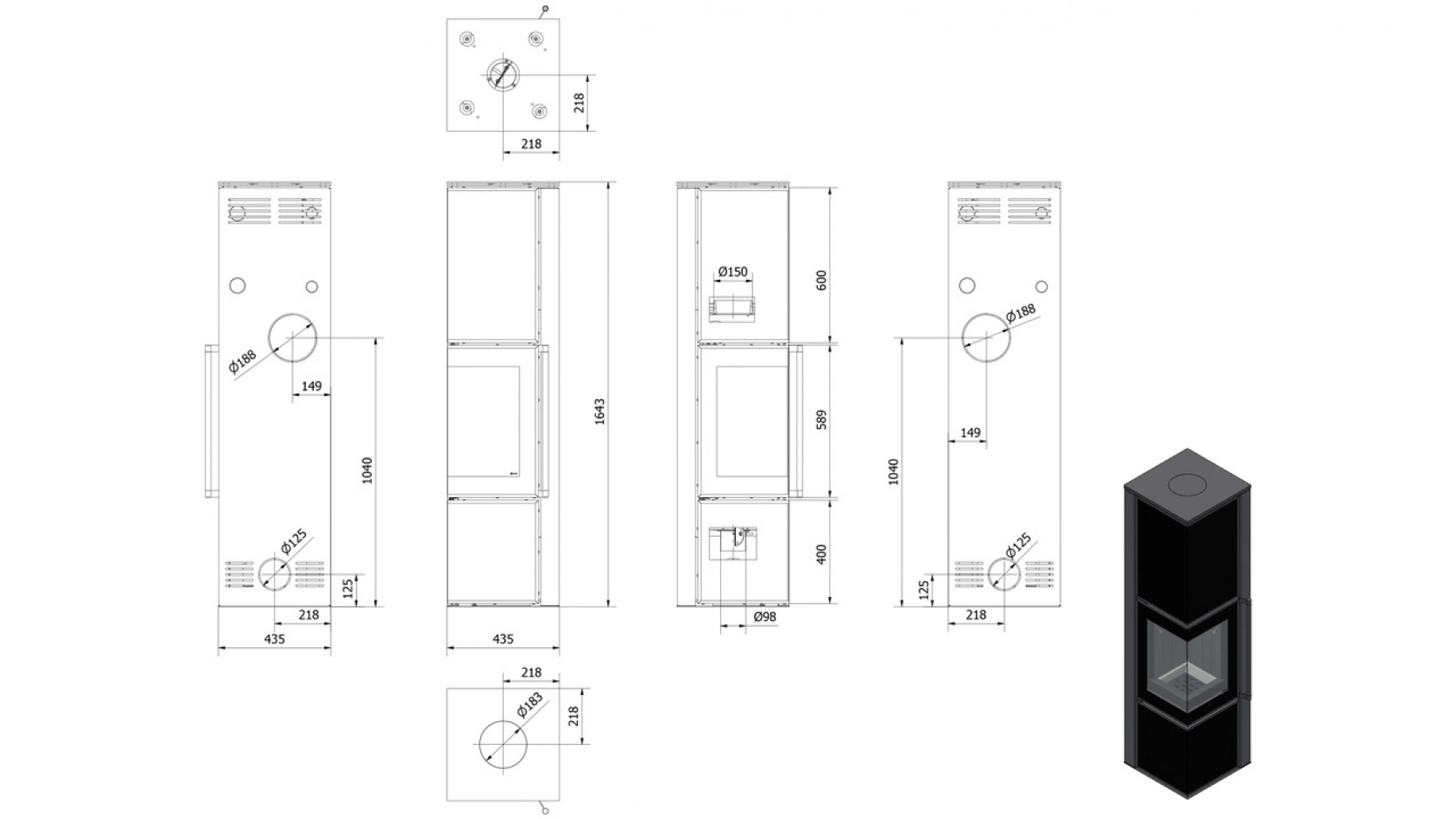 Soba Tora 8-11kW - L Negru [5]