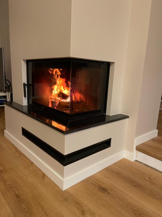 Semineu cu focar sticla pe colt MBO150 termota neagra [4]