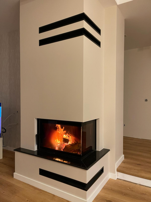 Semineu cu focar sticla pe colt MBO150 termota neagra [3]