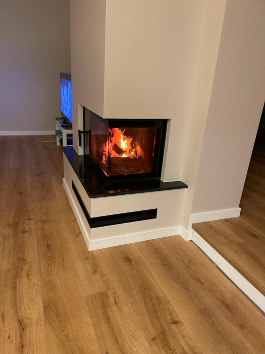 Semineu cu focar sticla pe colt MBO150 termota neagra [2]