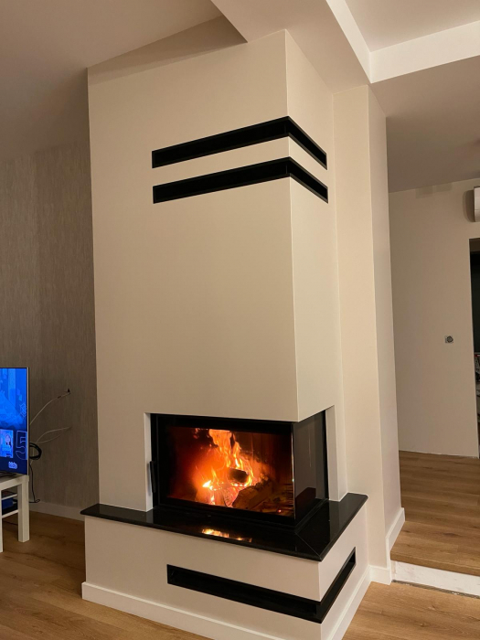 Semineu cu focar sticla pe colt MBO150 termota neagra [1]