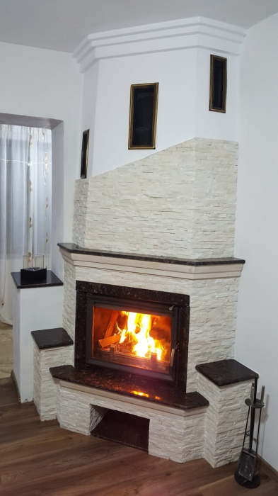 Șemineu pe colț Seminee Home VASLUI placat cu granit si piatră naturală [3]