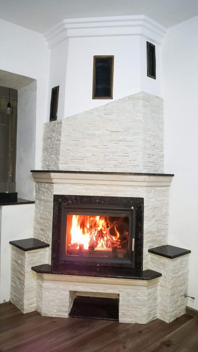 Șemineu pe colț Seminee Home VASLUI placat cu granit si piatră naturală [5]