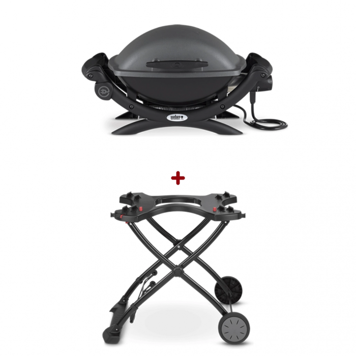 Set Gratar electric Weber Q1400 - Antracit + suport cu roti [1]