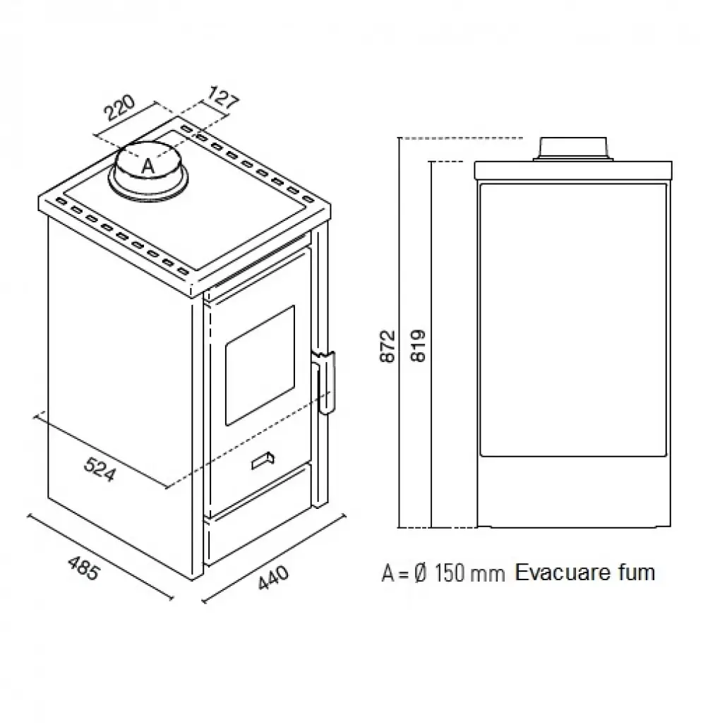 Soba cu plita Sandra 6-7kw - Nero [5]