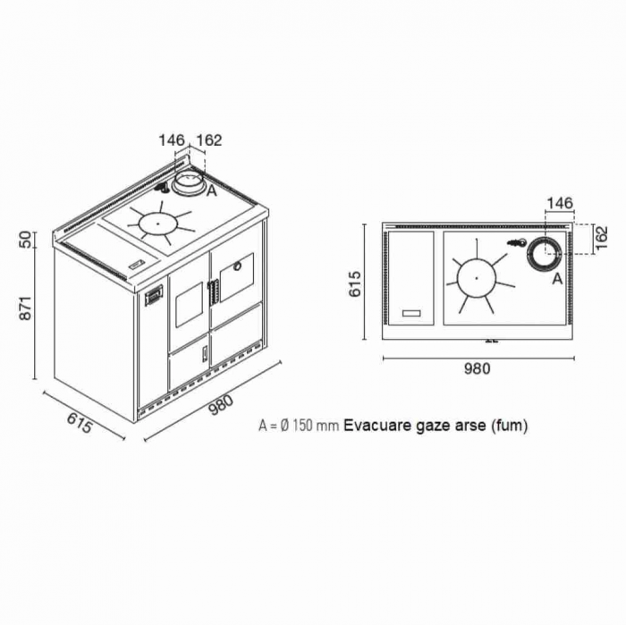 Soba centrala cu plita si cuptor 15.8-18.6kw - Wanda [5]