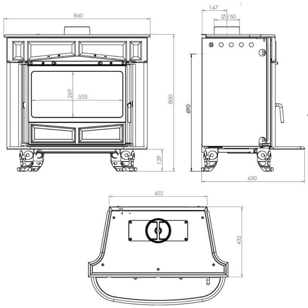 Soba de fonta GLAS FRANKLIN - 11kW [5]