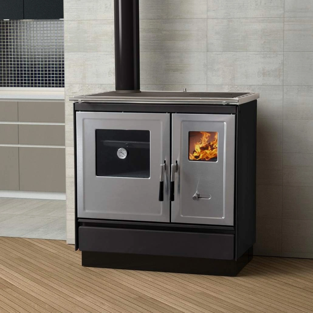 Soba de gatit pe lemne - ARES L - Negru LUX [2]