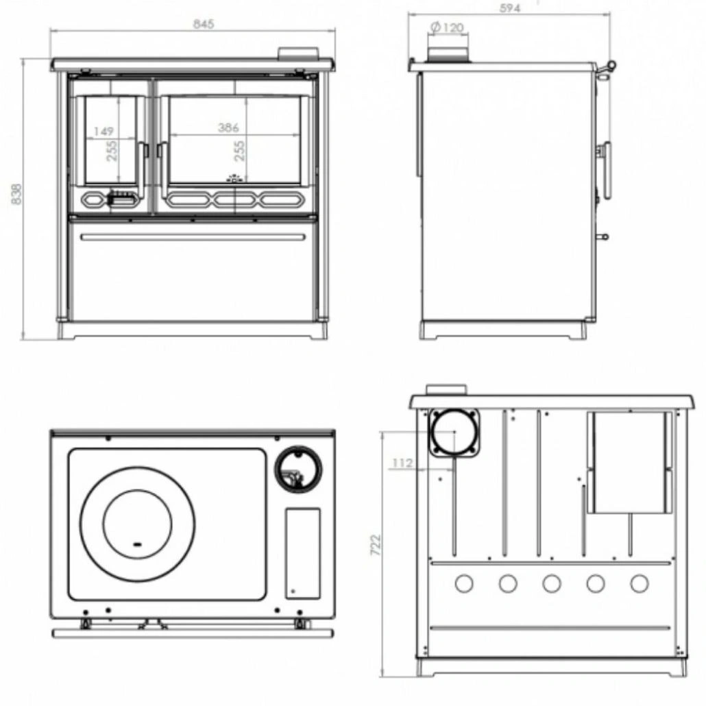 Soba de gatit PLAMEN 850 Negru - 8kW - racord dreapta [8]