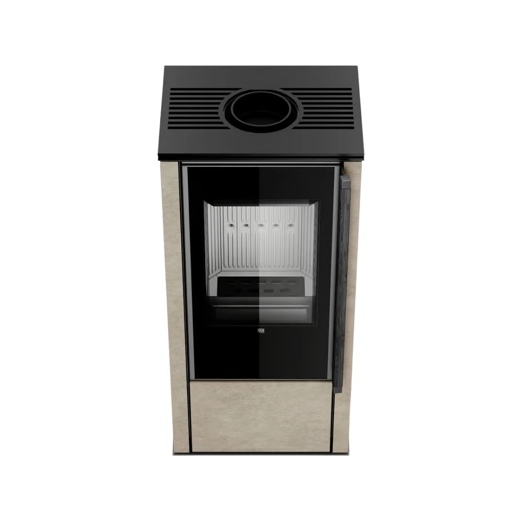 Soba din otel cu finisaj quartz - Crem - maner lemn negru [5]