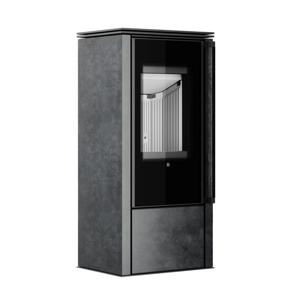Soba din otel cu finisaj quartz - Grafit - maner lemn negru [4]